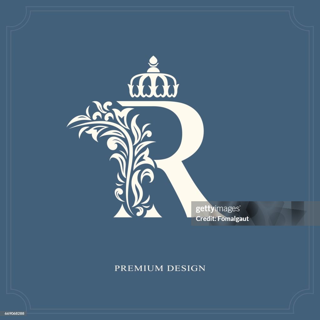 Crowned Letter R Elegant Letter R With A Crown Graceful Royal Style High-Res Vector ...