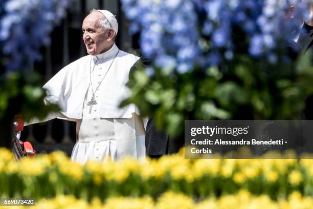 Pope Francis Holds The Easter Mass and Delivers His Urbi Et Orbi Blessing in St. Peter's Square, on April 16, 2017 in Vatican City, Vatican.