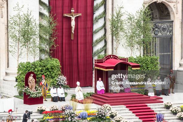 Pope Francis Holds The Easter Mass and Delivers His Urbi Et Orbi Blessing in St. Peter's Square, on April 16, 2017 in Vatican City, Vatican.