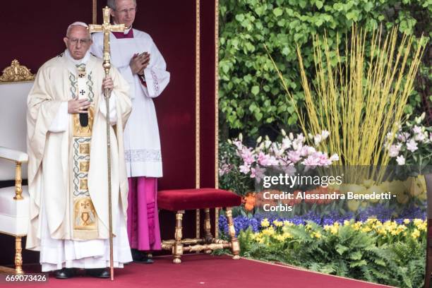 Pope Francis Holds The Easter Mass and Delivers His Urbi Et Orbi Blessing in St. Peter's Square, on April 16, 2017 in Vatican City, Vatican.