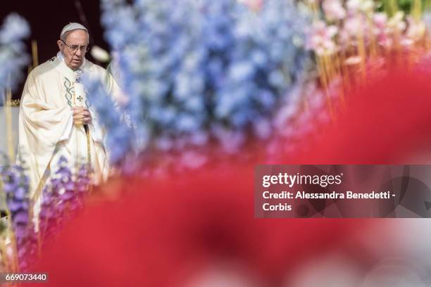 Pope Francis Holds The Easter Mass and Delivers His Urbi Et Orbi Blessing in St. Peter's Square, on April 16, 2017 in Vatican City, Vatican.