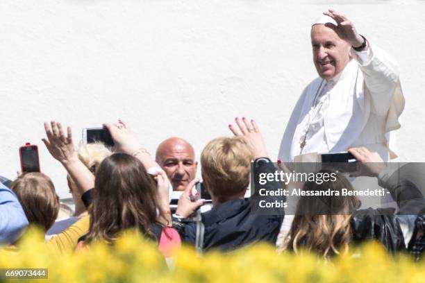 Pope Francis Holds The Easter Mass and Delivers His Urbi Et Orbi Blessing in St. Peter's Square, on April 16, 2017 in Vatican City, Vatican.