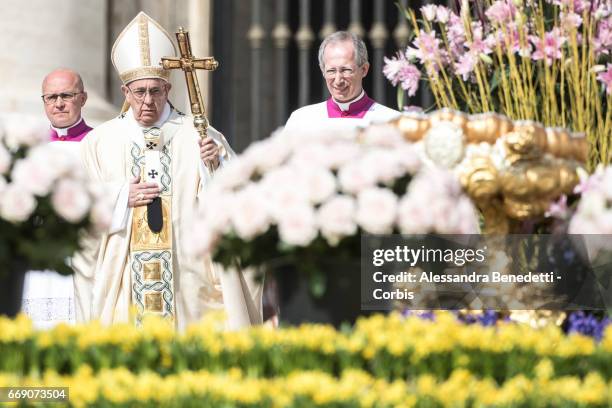 Pope Francis Holds The Easter Mass and Delivers His Urbi Et Orbi Blessing in St. Peter's Square, on April 16, 2017 in Vatican City, Vatican.