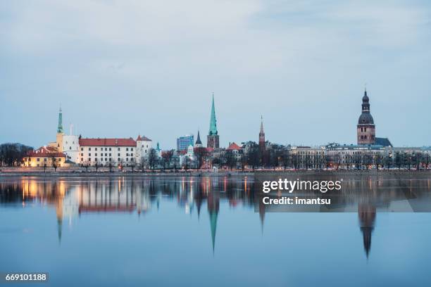 riga in the evening - cable stayed bridge stock pictures, royalty-free photos & images