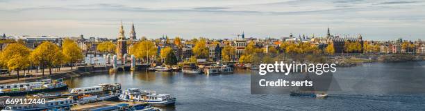 aerial panorama view of amsterdam, netherlands - amsterdam cityscape stock pictures, royalty-free photos & images