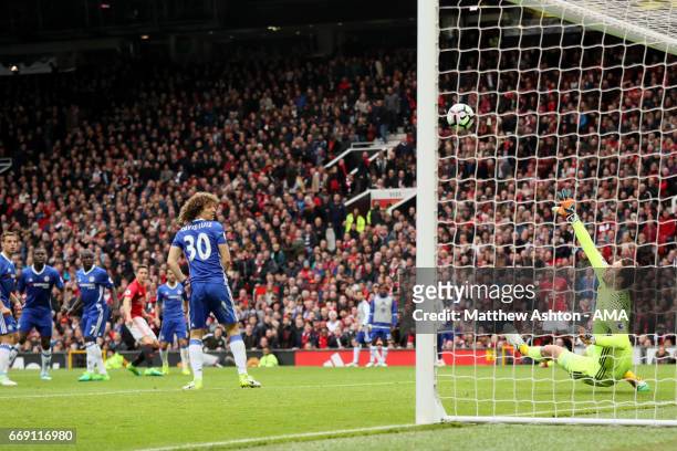 Ander Herrera of Manchester United scores the second goal to make the score 2-0 during the Premier League match between Manchester United and Chelsea...