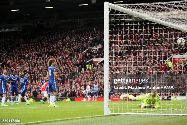 Ander Herrera of Manchester United scores the second goal to make the score 2-0 during the Premier League match between Manchester United and Chelsea...