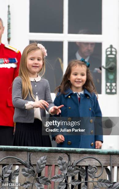 Princess Josephine and her cousin Princess Athena of Denmark attend the 77th birthday celebrations of Danish Queen Margrethe at Marselisborg Palace...