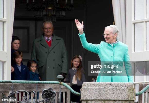 Queen Margrethe of Denmark, with Prince Henrik of Denmark, and the Queens Grandchildren, celebrate Queen Margrethe of Denmark's 77th Birthday at...