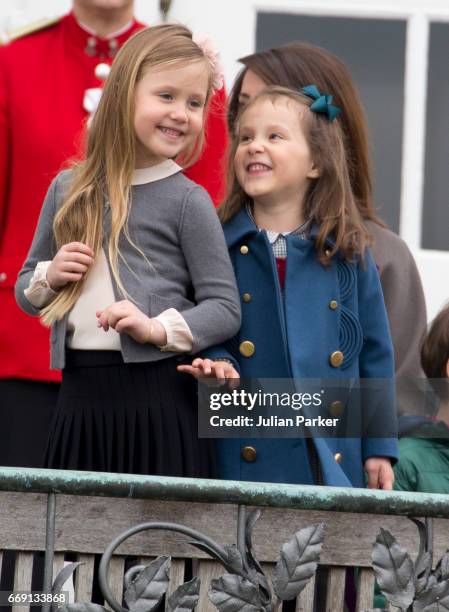 Princess Josephine and her cousin Princess Athena of Denmark attend the 77th birthday celebrations of Danish Queen Margrethe at Marselisborg Palace...