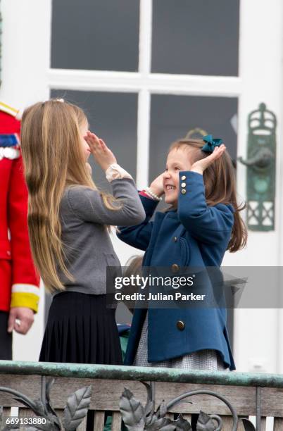 Princess Josephine and her cousin Princess Athena of Denmark attend the 77th birthday celebrations of Danish Queen Margrethe at Marselisborg Palace...