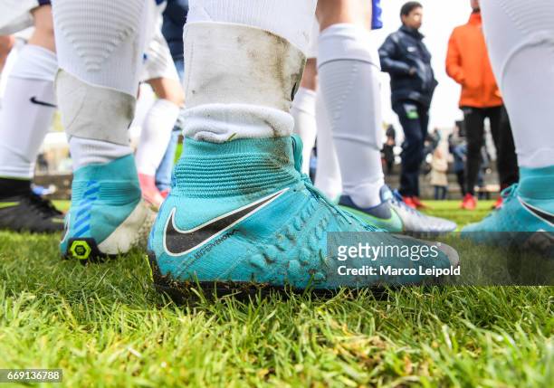 View of some football boots during the Nike Premier Cup 2017 on april 16, 2017 in Berlin, Germany.