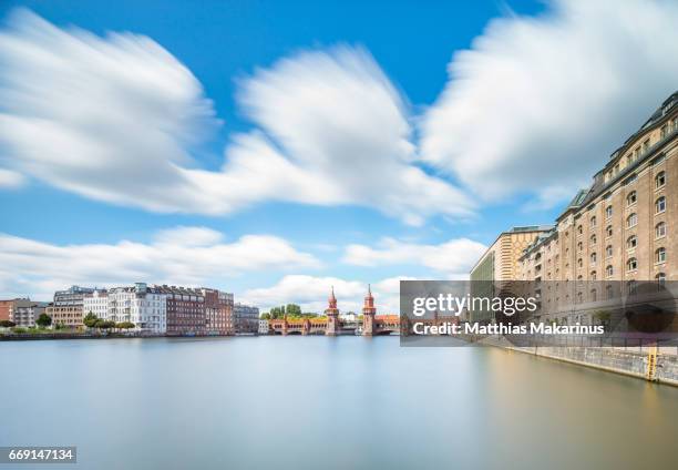 berlin urban summer day skyline with oberbaumbruecke - oberbaumbruecke stock pictures, royalty-free photos & images