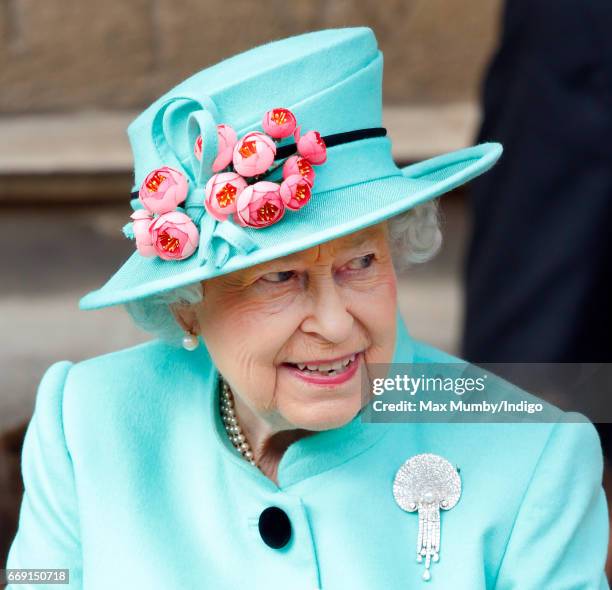 Queen Elizabeth II attends the traditional Easter Sunday church service at St George's Chapel, Windsor Castle on April 16, 2017 in Windsor, England.