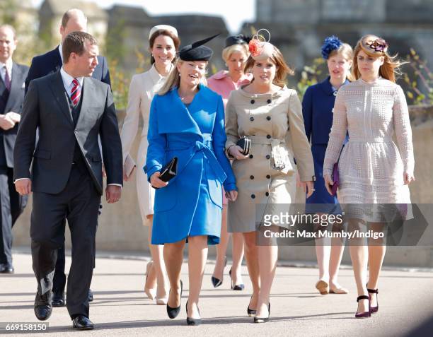 Peter Phillips, Catherine, Duchess of Cambridge, Autumn Phillips, Sophie, Countess of Wessex, Princess Eugenie Lady Louise Windsor and Princess...