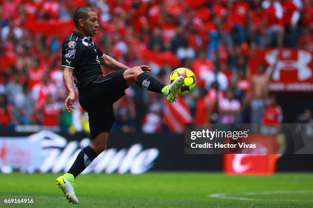 Walter Gargano of Monterrey controls the ball during the 14th round match between Toluca and Monterrey as part of the Torneo Clausura 2017 Liga MX at...