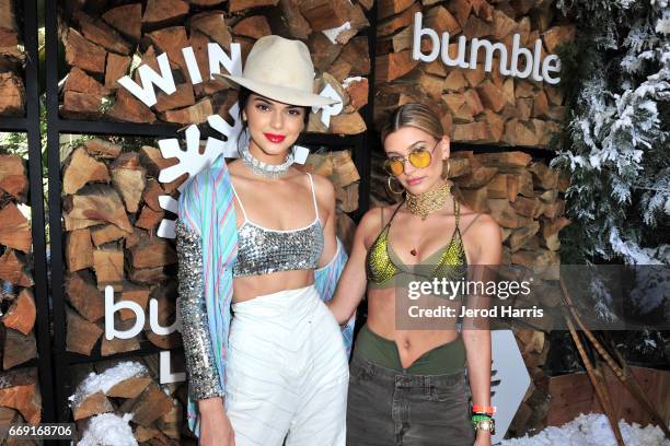 Kendall Jenner and Hailey Baldwin attend Winter Bumbleland - Day 1 on April 15, 2017 in Rancho Mirage, California.