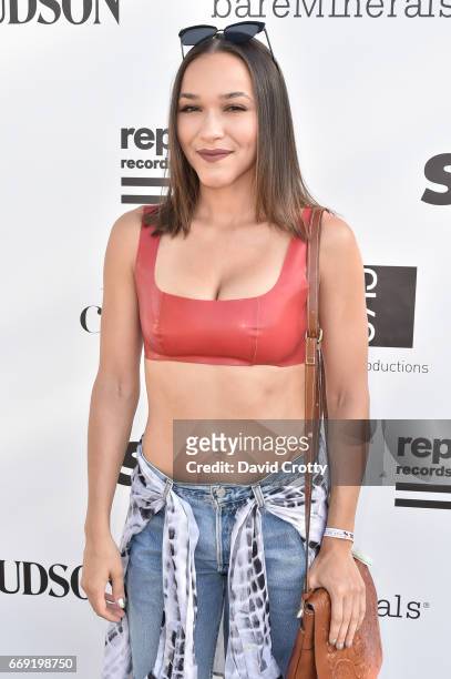 Chelsea Stone attends The Hyde Away, hosted by Republic Records & SBE, presented by Hudson and bareMinerals during Coachella on April 15, 2017 in...