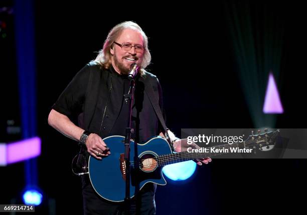 Honoree Barry Gibb of the Bee Gees performs onstage during "Stayin' Alive: A GRAMMY Salute To The Music Of The Bee Gees" on February 14, 2017 in Los...