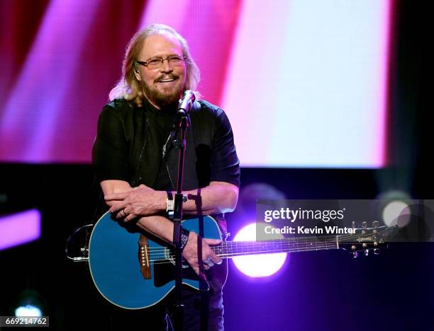 Honoree Barry Gibb of the Bee Gees performs onstage during "Stayin' Alive: A GRAMMY Salute To The Music Of The Bee Gees" on February 14, 2017 in Los...