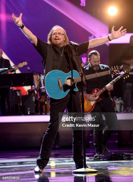 Honoree Barry Gibb of the Bee Gees performs onstage during "Stayin' Alive: A GRAMMY Salute To The Music Of The Bee Gees" on February 14, 2017 in Los...