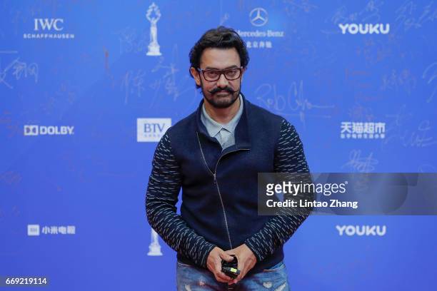 Bollywood actor Aamir Khan arrives at the red carpet of the 7th Beijing International Film Festival on April 16, 2017 in Beijing, China.