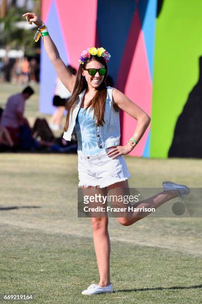 Festivalgoer attends day 3 of the 2017 Coachella Valley Music & Arts Festival Weekend 1 at the Empire Polo Club on April 16, 2017 in Indio,...