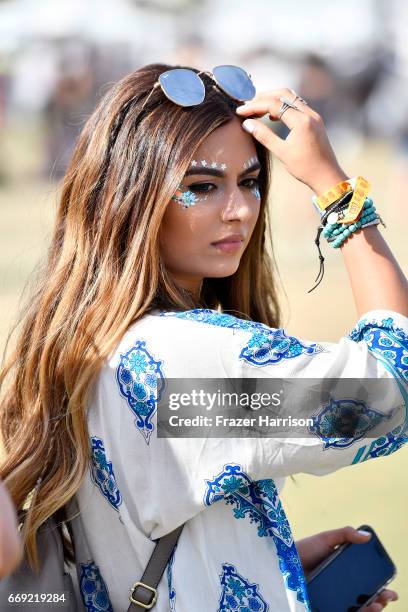 Festivalgoer attends day 3 of the 2017 Coachella Valley Music & Arts Festival Weekend 1 at the Empire Polo Club on April 16, 2017 in Indio,...