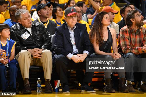 Portland Trail Blazers owner Paul Allen is seen at the game between the Golden State Warriors and the Portland Trail Blazers during the Western...