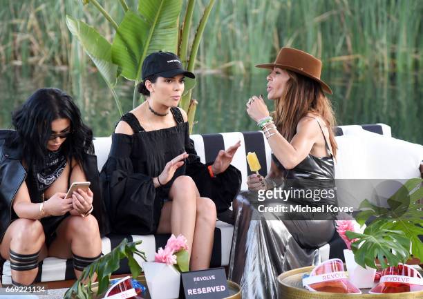 Model Kendall Jenner celebrates with #REVOLVEfestival at Coachella with Moet & Chandon on April 16, 2017 in La Quinta, CA Merv Griffin Estate.