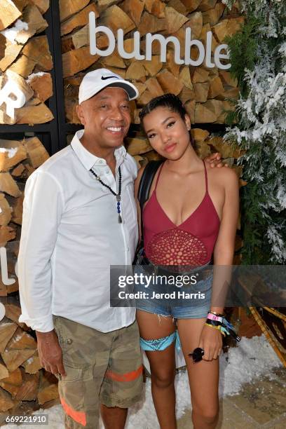 Russell Simmons and daughter Ming Lee Simmons attend Winter Bumbleland - Day 2 on April 16, 2017 in Rancho Mirage, California.