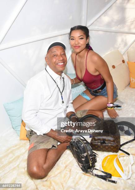 Russell Simmons and daughter Ming Lee Simmons attend Winter Bumbleland - Day 2 on April 16, 2017 in Rancho Mirage, California.