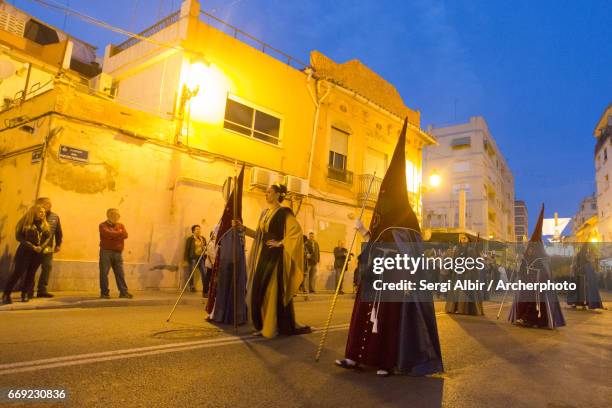 maritime holy week procession in valencia, sacred burial. - sergi albir stock pictures, royalty-free photos & images