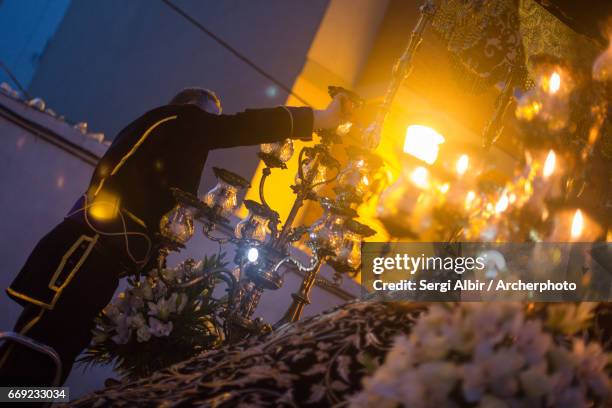 maritime holy week procession in valencia, sacred burial. - sergi albir stock pictures, royalty-free photos & images