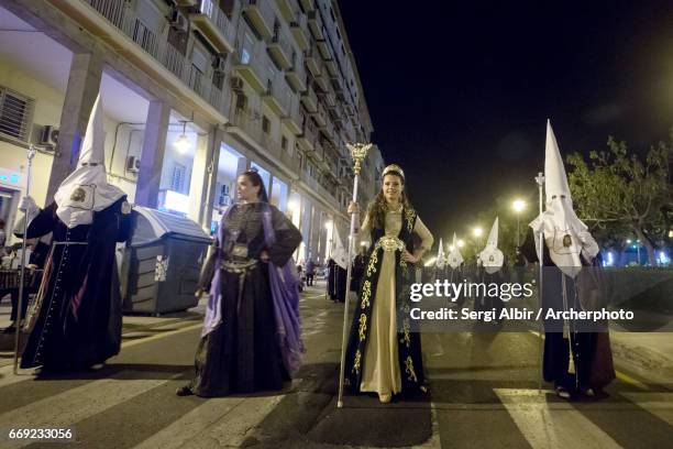 maritime holy week procession in valencia, sacred burial. - sergi albir stock pictures, royalty-free photos & images