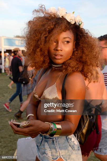 Festivalgoer attends Coachella Valley Music And Arts Festival at Empire Polo Club on April 16, 2017 in Indio, California.
