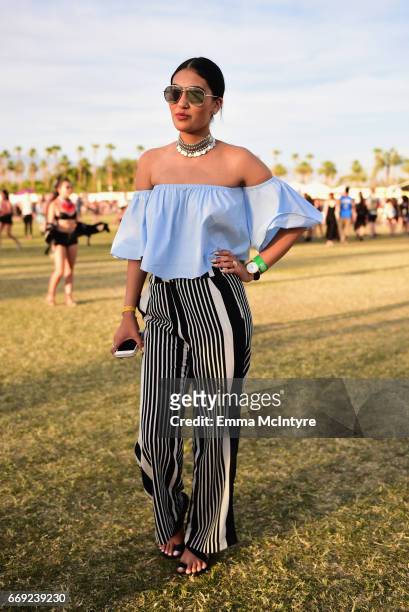 Festivalgoer attends day 3 of the 2017 Coachella Valley Music & Arts Festival Weekend 1 at the Empire Polo Club on April 16, 2017 in Indio,...