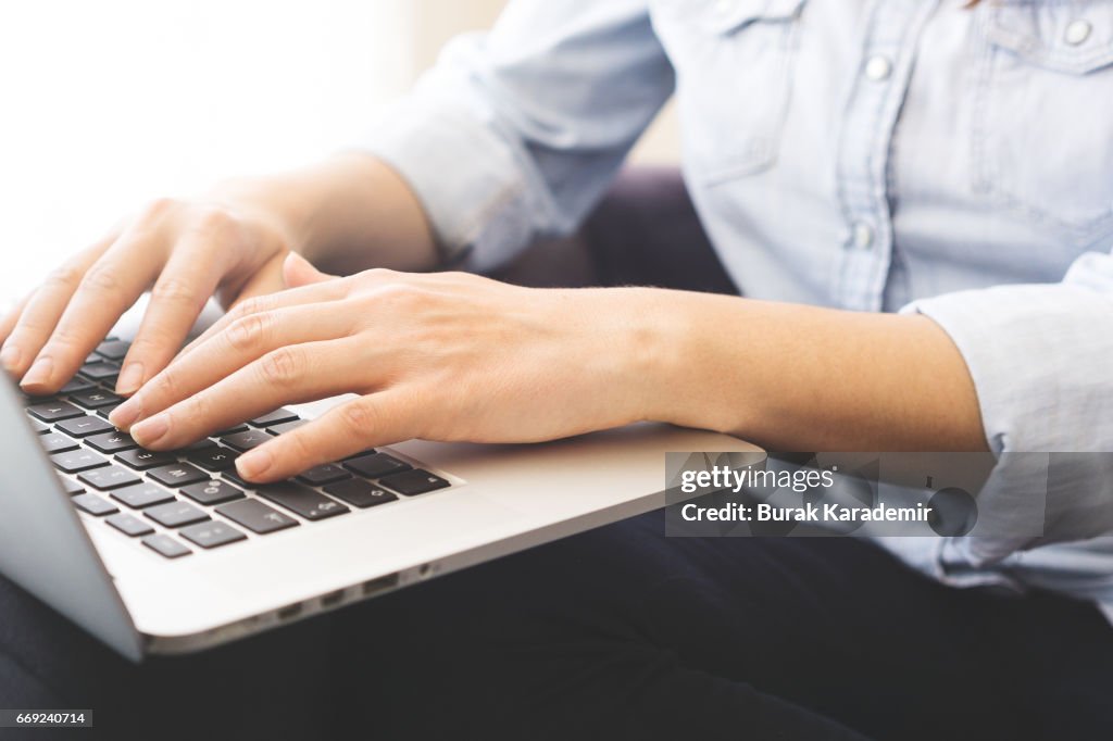 Hand Typing Computer Inquiry Female Hand Typing High-Res Stock Photo - Getty Images