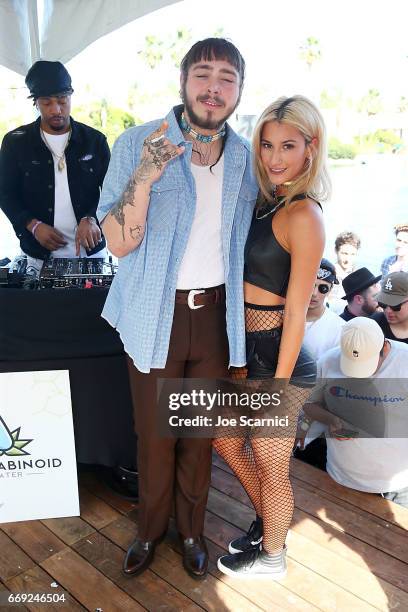 Post Malone and Lexy Panterra attend the KALEIDOSCOPE: REFRESH presented by Cannabinoid Water on April 16, 2017 in La Quinta, California.