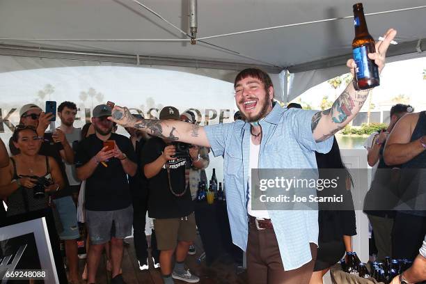 Post Malone performs at the KALEIDOSCOPE: REFRESH presented by Cannabinoid Water on April 16, 2017 in La Quinta, California.