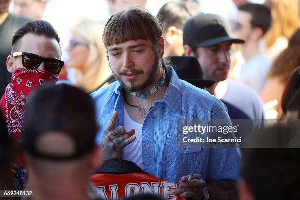 Post Malone attends the KALEIDOSCOPE: REFRESH presented by Cannabinoid Water on April 16, 2017 in La Quinta, California.