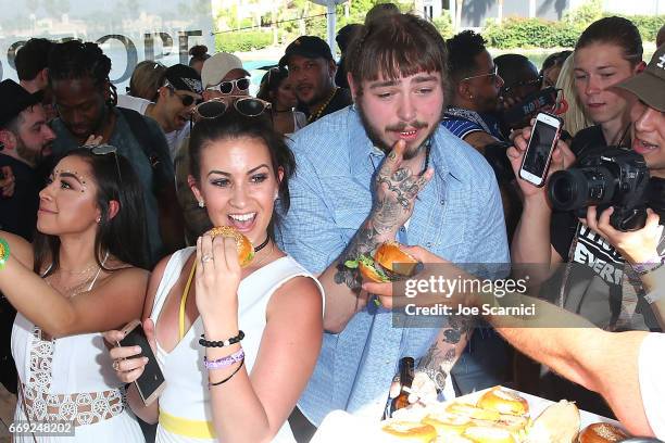 Post Malone performs at the KALEIDOSCOPE: REFRESH presented by Cannabinoid Water on April 16, 2017 in La Quinta, California.