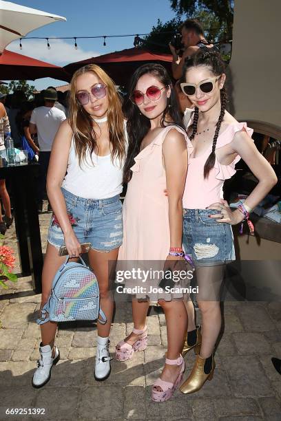 Brandi Cyrus, Marta Pozzan and Victoria Daniel attend the KALEIDOSCOPE: REFRESH presented by Cannabinoid Water on April 16, 2017 in La Quinta,...