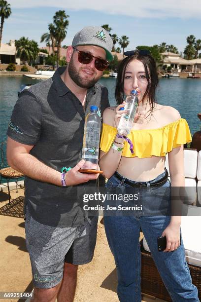 Founder and CEO of Cannabinoid Water Jordan Schlosser and Noah Cyrus attend the KALEIDOSCOPE: REFRESH presented by Cannabinoid Water on April 16,...