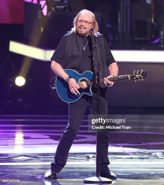 Barry Gibb of the Bee Gees performs onstage during the Stayin' Alive: A GRAMMY Salute To The Music Of The Bee Gees held at Microsoft Theater on...