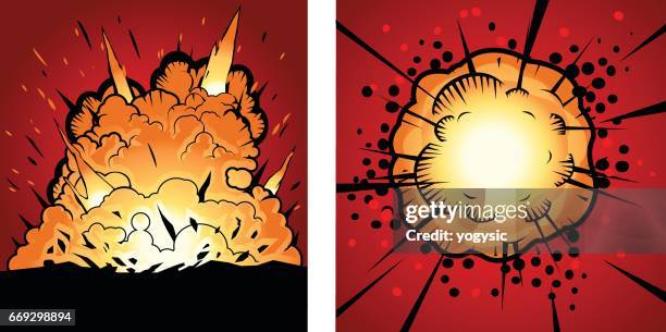 vector comic style explosion - firework explosive material stock illustrations