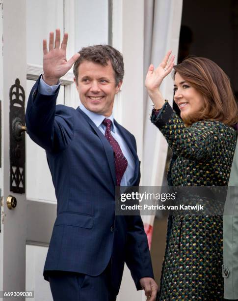 Crown Prince Frederik and Crown Princess Mary of Denmark attend the 77th birthday celebrations of Danish Queen Margrethe at Marselisborg Palace on...