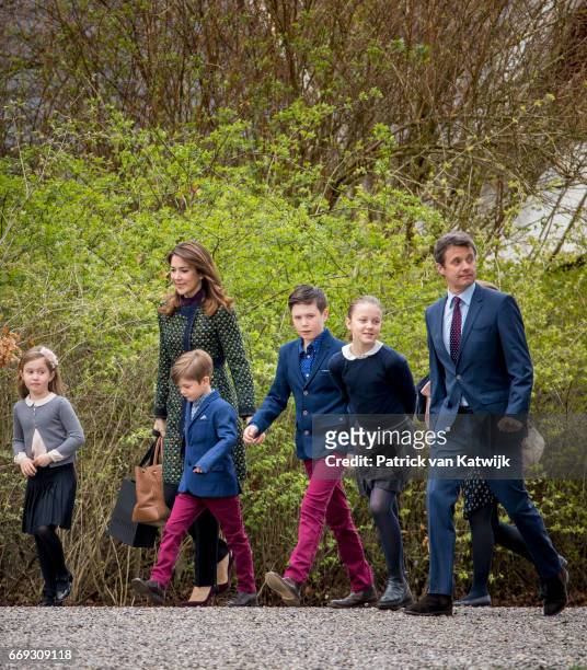 Crown Prince Frederik, Crown Princess Mary, Prince Christian, Princess Isabella, Prince Vincent and Princess Josephine of Denmark attend the 77th...