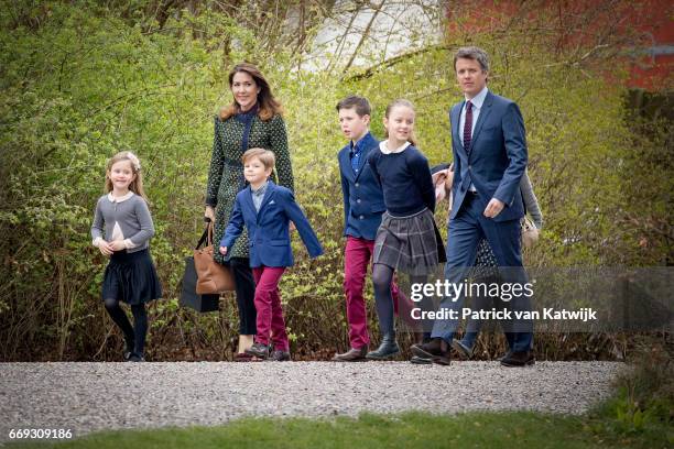 Crown Prince Frederik, Crown Princess Mary, Prince Christian, Princess Isabella, Prince Vincent and Princess Josephine of Denmark attend the 77th...
