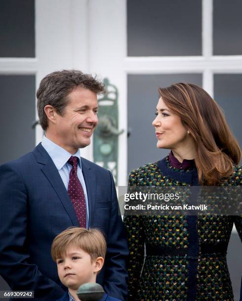 Crown Prince Frederik, , Crown Princess Mary and Prince Vincent of Denmark attend the 77th birthday celebrations of Danish Queen Margrethe at...